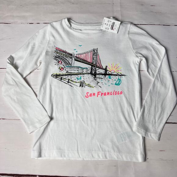 Crewcuts Girl's Long Sleeve White Graphic Tee Sz XS(4-5) - Picture 1 of 7